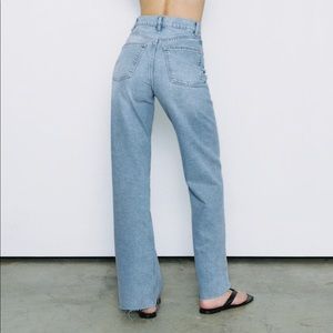 Zara EXTRA LONG ‘90S WIDE LEG SKY BLUE JEANS